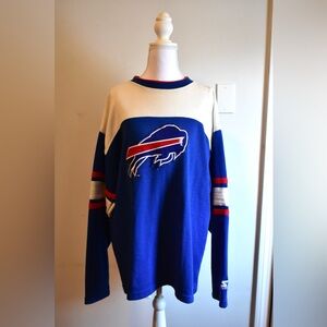 Vintage NFL Buffalo Bills Blue and Cream Crewneck Sweater